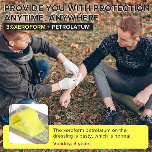 رقعة خلع الملابس الطبية Xeroform Petrolatum مقاس 5 × 9، ضمادات شاش غير ملتصقة، رقعة شاش شبكية ناعمة ناعمة للحروق، وتمزقات العناية بالجروح، وترقيع الجلد، وشق جراحي (صندوق من 25) in Saudi Arabia