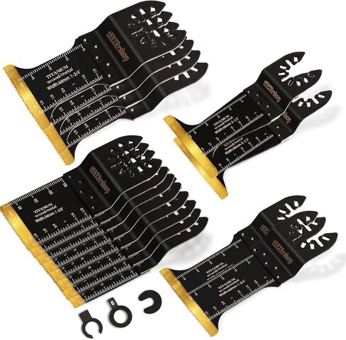 16pcs Titanium Oscillating Tool Blades,Extra Long Titanium Oscillating Saw Blades Kit for Metal, Wood, Nails, Screws Cutting,Multi Tool Blades Kits Fit Dewalt Bosch Milwaukee Ryobi in Saudi Arabia