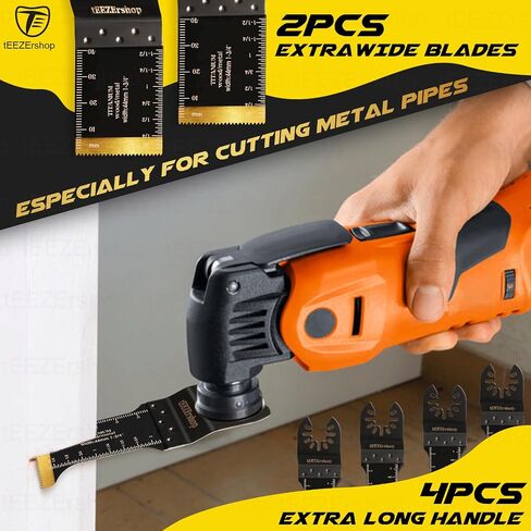 16pcs Titanium Oscillating Tool Blades,Extra Long Titanium Oscillating Saw Blades Kit for Metal, Wood, Nails, Screws Cutting,Multi Tool Blades Kits Fit Dewalt Bosch Milwaukee Ryobi in Saudi Arabia