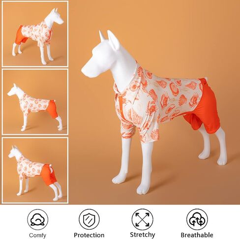 LovinPet Pet Pajamas, Bottoming Dog Shirt for Dog Coats, Anti Licking, Anxiety Calming Onesies for Dogs, Elastic Shimmer & Shine Daisies White Prints Pullover Big Dog Pajamas in Saudi Arabia