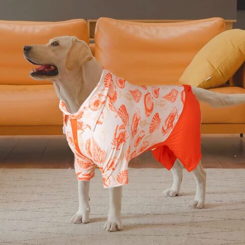 LovinPet Pet Pajamas, Bottoming Dog Shirt for Dog Coats, Anti Licking, Anxiety Calming Onesies for Dogs, Elastic Shimmer & Shine Daisies White Prints Pullover Big Dog Pajamas in Saudi Arabia