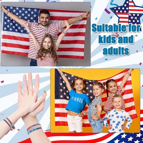 Leitee 100 Pcs USA Rubber Wristbands Bulk American Flag Silicone Stretchable Bracelet Patriotic Veterans Rubber Bracelets Red White Blue Military Memorial Day Army Wristbands Independence Day Gifts in Saudi Arabia