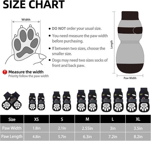 PUPTECK Anti Slip Dog Socks 2 Pairs with Double Grippers for Hardwood Floors, Shoes for Hot/Cold Pavement, Boots & Paws Protectors to Prevent Licking, Traction Booties for Senior Smll Large Dogs in Kuwait