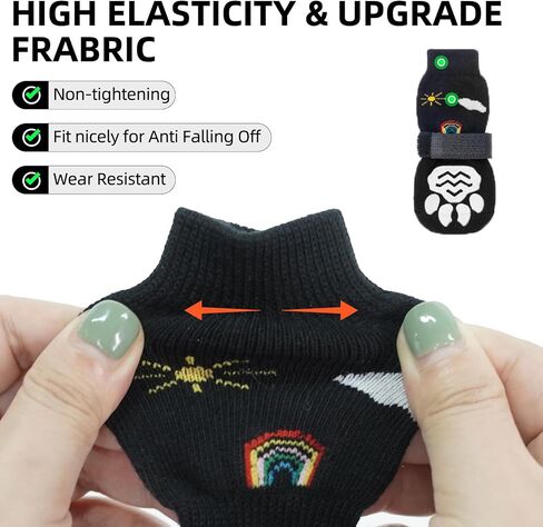 PUPTECK Anti Slip Dog Socks 2 Pairs with Double Grippers for Hardwood Floors, Shoes for Hot/Cold Pavement, Boots & Paws Protectors to Prevent Licking, Traction Booties for Senior Smll Large Dogs in Kuwait