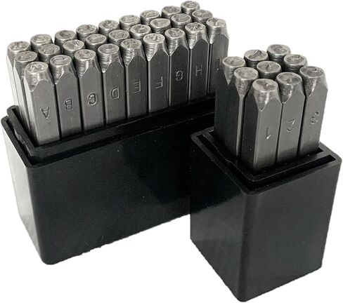 طوابع معدنية لمجموعة ختم المجوهرات، مجموعة ختم معدنية، مجموعة ختم أرقام VIN، طوابع حروف معدنية أو أبجدية رقمية - مجموعة ثقب الحروف والأرقام 3 مم (الخط القياسي) in Kuwait