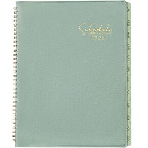 Planner 2025-2026 - JUL 2025 - JUN 2026, Business Planner, Appointment Book2025-2026, 3-Tier Schedule Planner Notepad, 8.74" x 11.38", 60 Minutes Intervals + Monthly Tabs + Leather Cover + Pocket - Pea Green in Kuwait