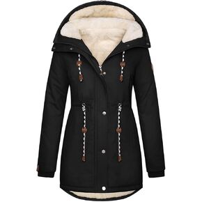 صوف المرأة المبطن معطف شتاء معطف دافئ شيربا باركا السترات باركت غير رسمية غامضة ملابس خارجية مع غطاء محرك السيارة in Kuwait