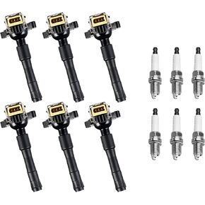 ENA 6 Ignition Coil Pack Platinum Spark Plug Compatible with BMW 320i 323Ci 323i 325Ci 325i 325xi 328Ci 330i 525i 528i 530i M3 X5 Z3 750iL 850Ci 2.2L 2.5L 2.8L 3.0L 3.2L for UF300 UF354 3199 BKR6EQUP in Saudi Arabia