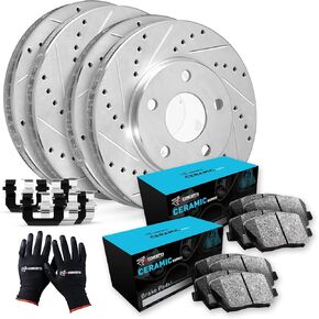 R1 Concepts Front and Rear Brake Kit For 2015-2020 Chevrolet Colorado, GMC Canyon| Drilled Slotted Brake Rotors| Optimum OEP Brake Pads and Rotors Kit| Hardware included in Kuwait