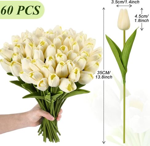 Janinka 100pcs زهور الزنبق الاصطناعية مزيفة PU الزنبق فو اللاتكس باقة الزهرة الترتيب الأزهار لزخارف زفاف يوم الأم (أبيض) in Kuwait
