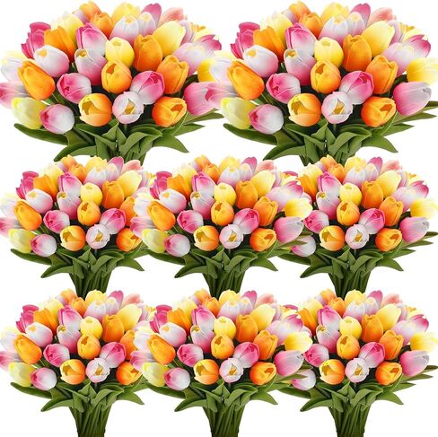 Janinka 100pcs زهور الزنبق الاصطناعية مزيفة PU الزنبق فو اللاتكس باقة الزهرة الترتيب الأزهار لزخارف زفاف يوم الأم (أبيض) in Kuwait