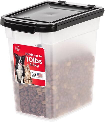 Iris USA 10 رطل / 12.75 كيو تي Weatherpro حاوية تخزين الطعام للحيوانات الأليفة ، لطيور Cat Cat وعباء تخزين الطعام للحيوانات الأليفة الأخرى ، حافظ على جسم جديد ، شفاف ، BPA مجاني ، واضحة / رمادية in Kuwait