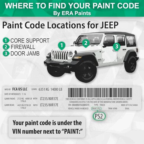 ERA Paints PAV/HAV - Dark Charcoal Pearl for JEEP Exact Match Automotive Touch Up Paint Spray - 2K Premium Kit in Kuwait