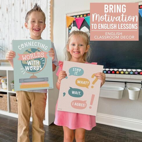 6 Colorful English Classroom Decor Middle School - English Classroom Posters High School, ELA Posters For High School Classroom, ESL Classroom Decorations, Grammar Posters, ELA Classroom Must Haves in Saudi Arabia