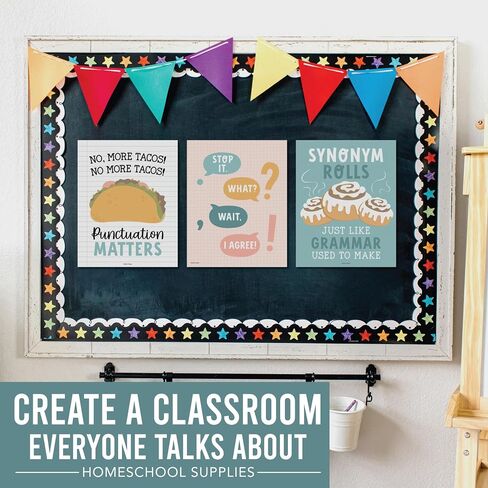 6 Colorful English Classroom Decor Middle School - English Classroom Posters High School, ELA Posters For High School Classroom, ESL Classroom Decorations, Grammar Posters, ELA Classroom Must Haves in Saudi Arabia