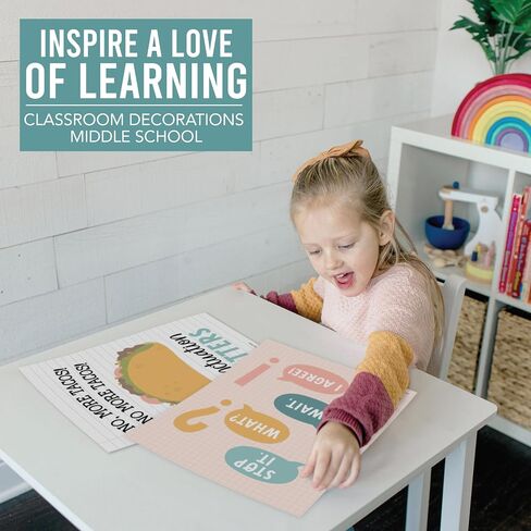 6 Colorful English Classroom Decor Middle School - English Classroom Posters High School, ELA Posters For High School Classroom, ESL Classroom Decorations, Grammar Posters, ELA Classroom Must Haves in Saudi Arabia