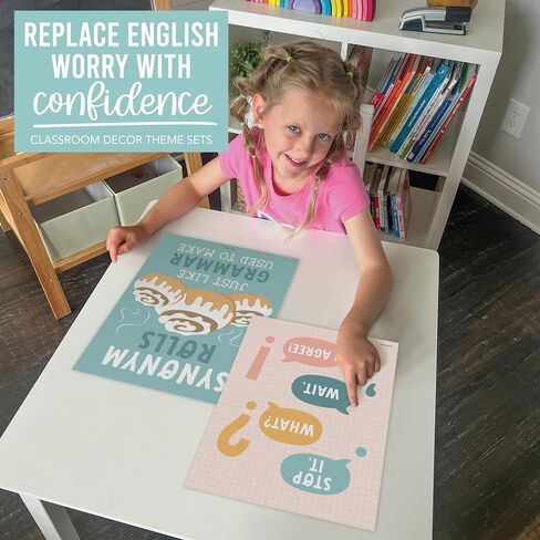 6 Colorful English Classroom Decor Middle School - English Classroom Posters High School, ELA Posters For High School Classroom, ESL Classroom Decorations, Grammar Posters, ELA Classroom Must Haves in Saudi Arabia
