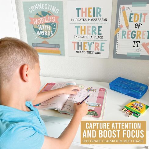 6 Colorful English Classroom Decor Middle School - English Classroom Posters High School, ELA Posters For High School Classroom, ESL Classroom Decorations, Grammar Posters, ELA Classroom Must Haves in Saudi Arabia