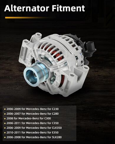 OCPTY المولد لـ Mercedes-Benz لـ C230 2006-2009 ، لـ C280 2006-2007 ، لـ C300 2008 ، لـ C350 2006-2011،12v 150amp 6-Grove Pulley ، استبدال المولد 11215 ABO0343 in Saudi Arabia