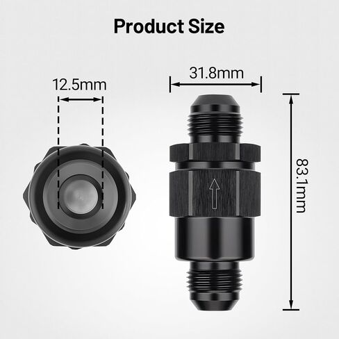 EVIL ENERGY 10AN Male Non Return One Way Check Valve Fitting Aluminum Black in Saudi Arabia