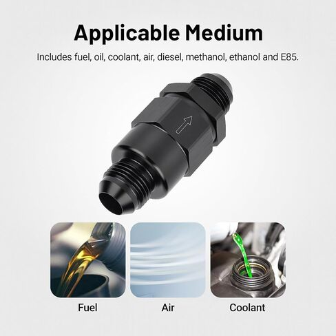 EVIL ENERGY 10AN Male Non Return One Way Check Valve Fitting Aluminum Black in Saudi Arabia