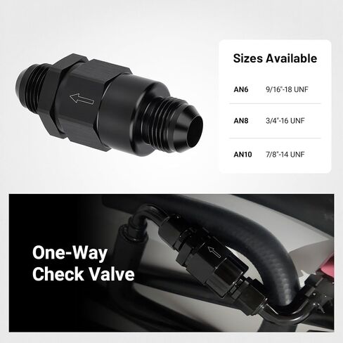 EVIL ENERGY 10AN Male Non Return One Way Check Valve Fitting Aluminum Black in Saudi Arabia