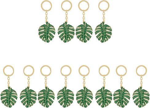 Gadpiparty 12 pcs Monstera Leaf Keychain car pendant keychain car bling accessories for women hawaii gifts for women leaf- keychains for car keys portable key rings banquet plant alloy Metal in Saudi Arabia