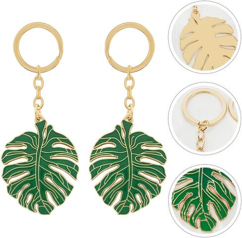 Gadpiparty 12 pcs Monstera Leaf Keychain car pendant keychain car bling accessories for women hawaii gifts for women leaf- keychains for car keys portable key rings banquet plant alloy Metal in Saudi Arabia