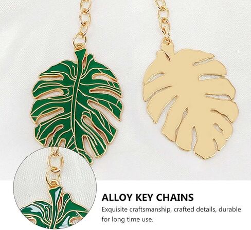 Gadpiparty 12 pcs Monstera Leaf Keychain car pendant keychain car bling accessories for women hawaii gifts for women leaf- keychains for car keys portable key rings banquet plant alloy Metal in Saudi Arabia