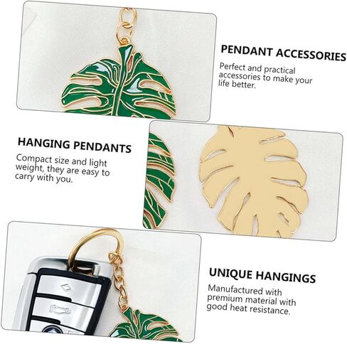 Gadpiparty 12 pcs Monstera Leaf Keychain car pendant keychain car bling accessories for women hawaii gifts for women leaf- keychains for car keys portable key rings banquet plant alloy Metal in Saudi Arabia