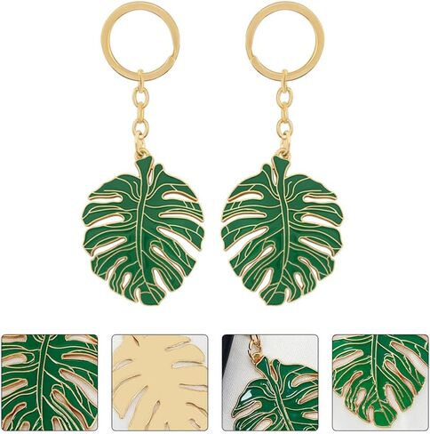 Gadpiparty 12 PCS Monstera ورقة مفتاحية القلادة قلادة Keychain Car Excalsory للنساء هدايا هاواي للنساء مخططات مفاتيح لمفاتيح السيارة المحمولة حلقات الحلقات المأدبة النباتية المعدنية in Kuwait