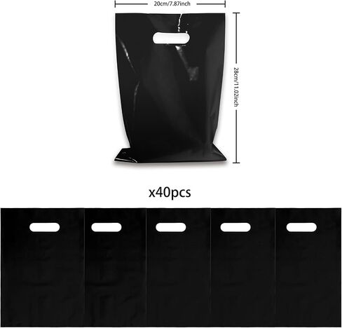 Perpereke home plastic party gift bag small gift bag, 8 colors 40 gift bags, candy bag gift bag bulk snack bag with handle, suitable for kids birthday party, thanksgiving, christmas, halloween in Saudi Arabia