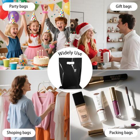 Perpereke home plastic party gift bag small gift bag, 8 colors 40 gift bags, candy bag gift bag bulk snack bag with handle, suitable for kids birthday party, thanksgiving, christmas, halloween in Saudi Arabia