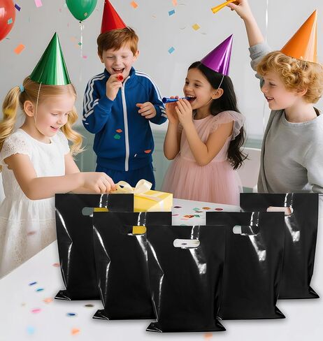Perpereke home plastic party gift bag small gift bag, 8 colors 40 gift bags, candy bag gift bag bulk snack bag with handle, suitable for kids birthday party, thanksgiving, christmas, halloween in Saudi Arabia