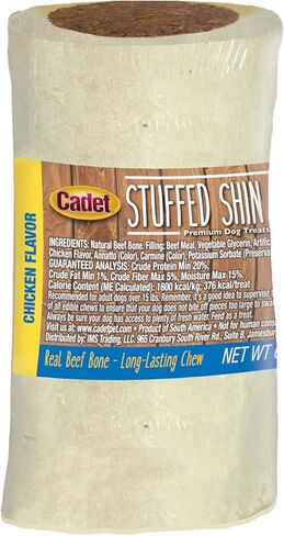 Cadet Stuffed Shin Bone - Highly Digestible, High Protein, Long-Lasting Dog Chew Bone for Aggressive Chewers, Supports Dental Health, - Peanut Butter Flavor, Large (1 Count) in Kuwait