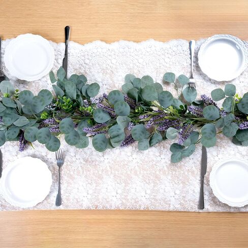6FT Purple Flower Garlands Artificial Spring/Summer Garland Greenery Garlands Eucalyptus Garland Decoration for Baby Shower Wedding Party Table Runner Room Home Mantle Decor （Purple） in Saudi Arabia