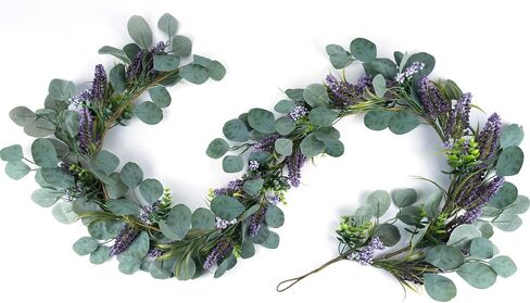 6FT Purple Flower Garlands Artificial Spring/Summer Garland Greenery Garlands Eucalyptus Garland Decoration for Baby Shower Wedding Party Table Runner Room Home Mantle Decor （Purple） in Saudi Arabia