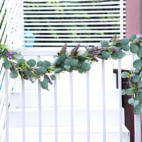 6FT Purple Flower Garlands Artificial Spring/Summer Garland Greenery Garlands Eucalyptus Garland Decoration for Baby Shower Wedding Party Table Runner Room Home Mantle Decor （Purple） in Saudi Arabia
