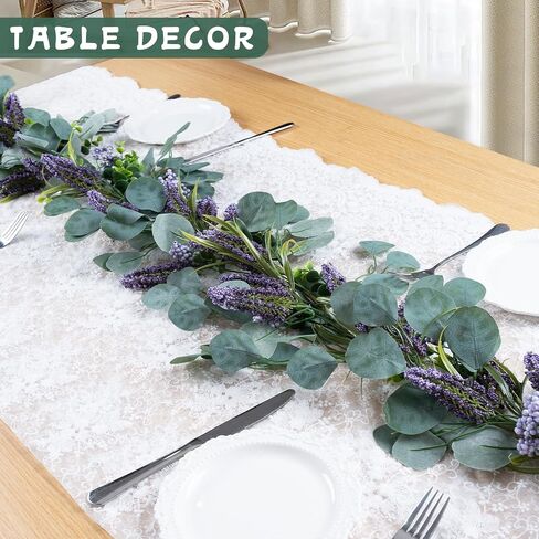 6FT Purple Flower Garlands Artificial Spring/Summer Garland Greenery Garlands Eucalyptus Garland Decoration for Baby Shower Wedding Party Table Runner Room Home Mantle Decor （Purple） in Saudi Arabia