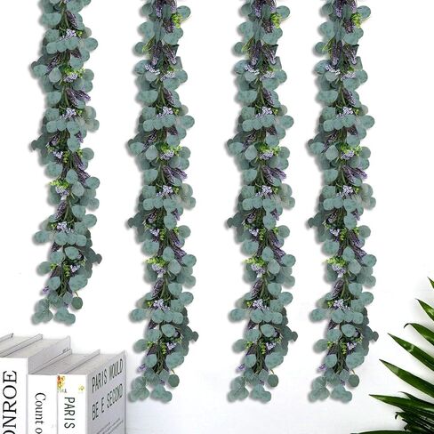 6FT Purple Flower Garlands Artificial Spring/Summer Garland Greenery Garlands Eucalyptus Garland Decoration for Baby Shower Wedding Party Table Runner Room Home Mantle Decor （Purple） in Saudi Arabia