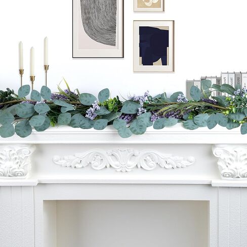6FT Purple Flower Garlands Artificial Spring/Summer Garland Greenery Garlands Eucalyptus Garland Decoration for Baby Shower Wedding Party Table Runner Room Home Mantle Decor （Purple） in Saudi Arabia