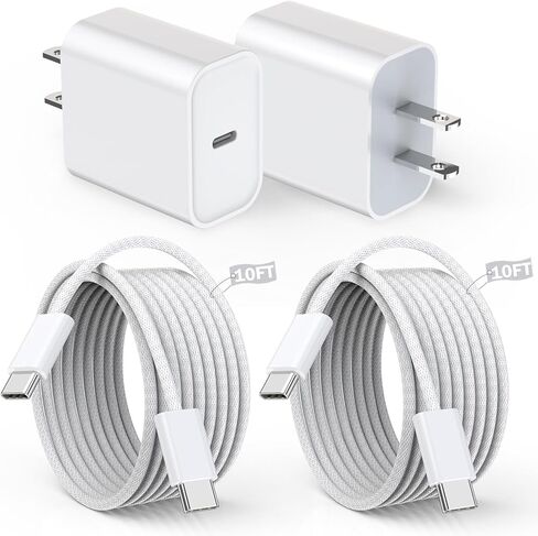 Fast Charger iPhone,10FT iPhone Charger,Long 10Feet Fast Apple Charger USB C to Lightning Cable Cord 2Pack Type C Wall Charger Box Block Plug for iPhone 14/14 Pro Max/14 Plus/13/13 Mini/12/11/X/XR/SE in Kuwait
