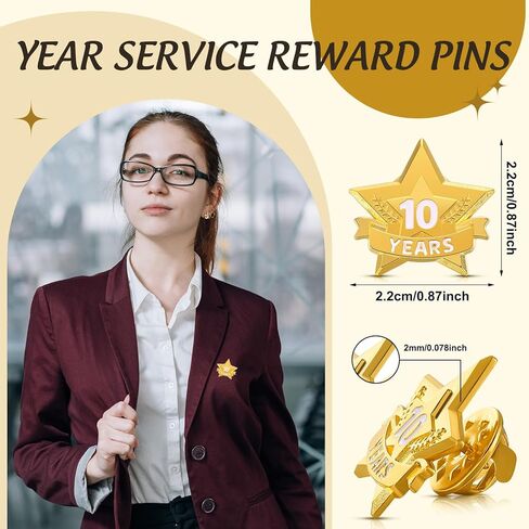 Remuuly 36 Pcs Year Service Award Star Lapel Pins Year of Service Award Lapel Pin Reward Star Pins for Long Standing Employees Volunteers in Kuwait