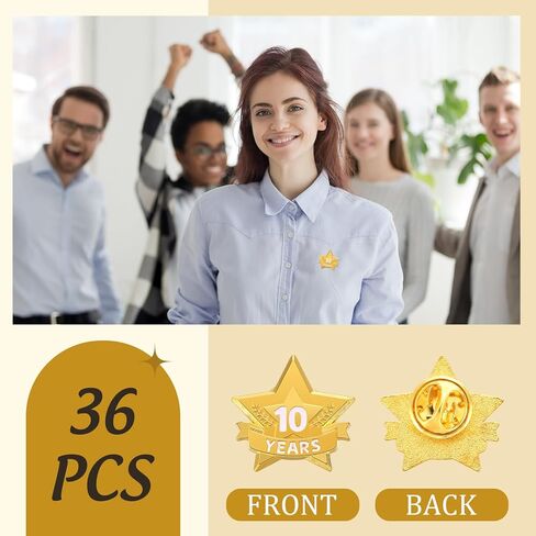 Remuuly 36 Pcs Year Service Award Star Lapel Pins Year of Service Award Lapel Pin Reward Star Pins for Long Standing Employees Volunteers in Kuwait