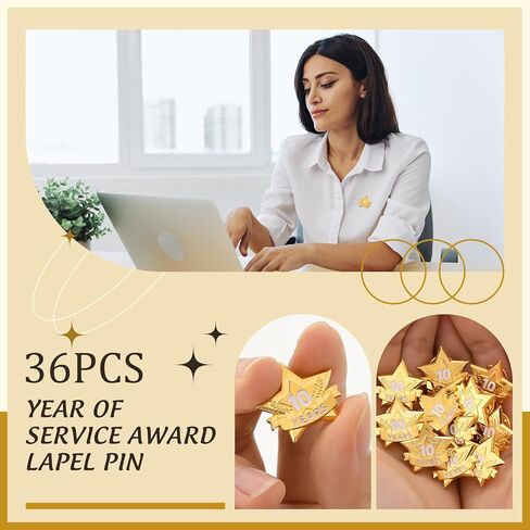 Remuuly 36 Pcs Year Service Award Star Lapel Pins Year of Service Award Lapel Pin Reward Star Pins for Long Standing Employees Volunteers in Kuwait