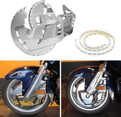 TCT-MOTORPARTS Front Brake Rotor Covers + White LED light Bar Ring of Fire Fit For Honda Goldwing GL1800 2001-2017 F6B 2013-2017 in Saudi Arabia