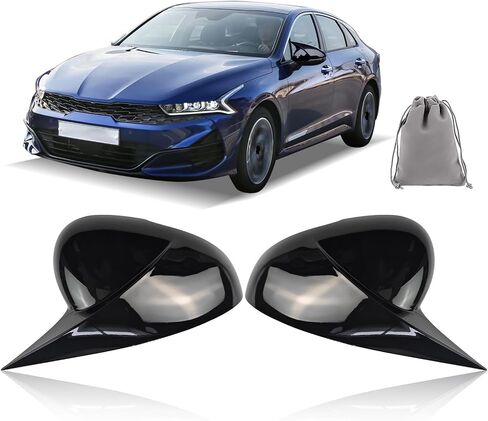 Mirror Cover Cap for KIA K5 2021-2024, 2PCS Car Exterior Rear View Side Door Mirror Cap Cover ABS for KIA K5 2021 2022 2023 2024 Stick-on Glossy Black With Turn Signal in Kuwait