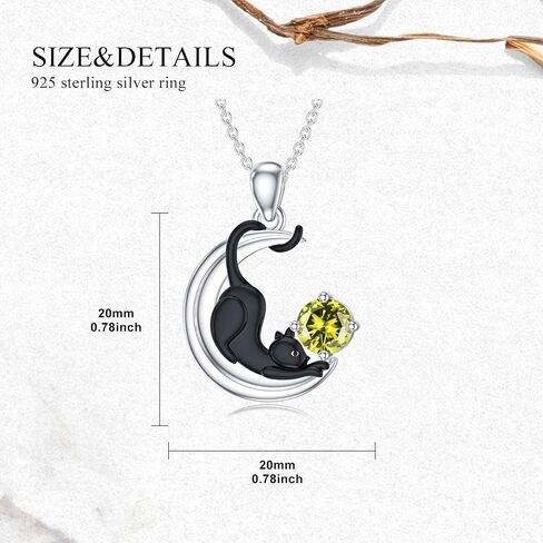 LONAGO Black Cat Birthstone Necklace Cat on Moon Pendant Necklace Jewelry Gift for Women in Saudi Arabia