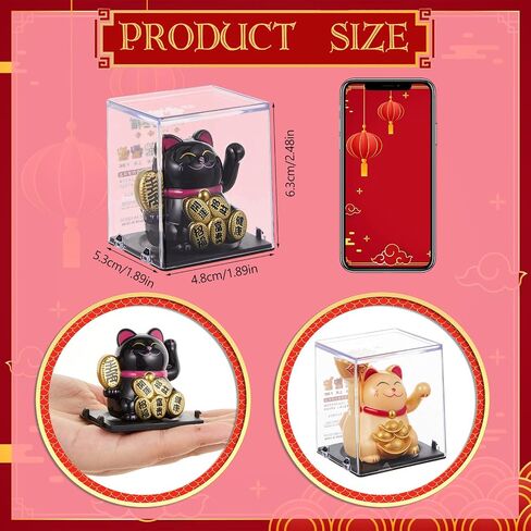 4 PCS 2 "Lucky Cat Waving Arm Maneki Neko Solar Lucky Cat Feng Shui Fortune Wealth Chinese Window Window Car Decord Decor (Classic) in Kuwait