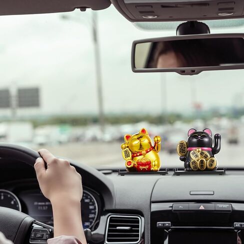 4 PCS 2 "Lucky Cat Waving Arm Maneki Neko Solar Lucky Cat Feng Shui Fortune Wealth Chinese Window Window Car Decord Decor (Classic) in Kuwait